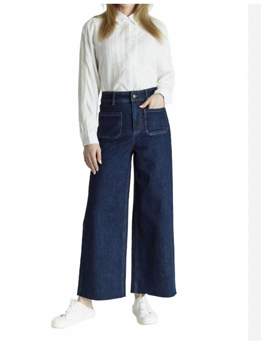Oat New York High-Rise Wide-Leg Patch Pocket Jeans Size 8/29